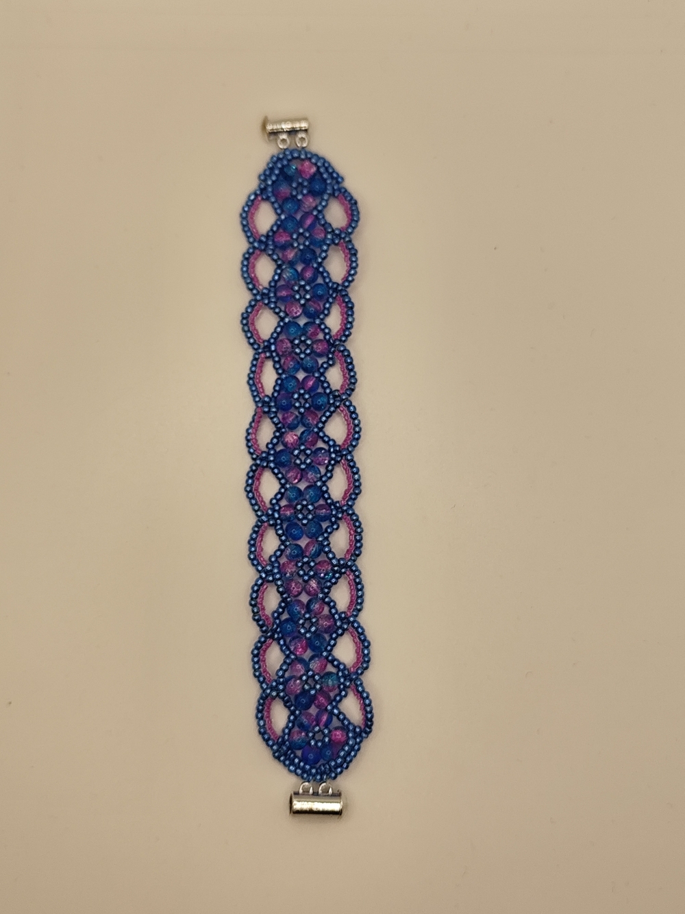 Handcrafted Blue and Purple Beaded Lace Bracelet